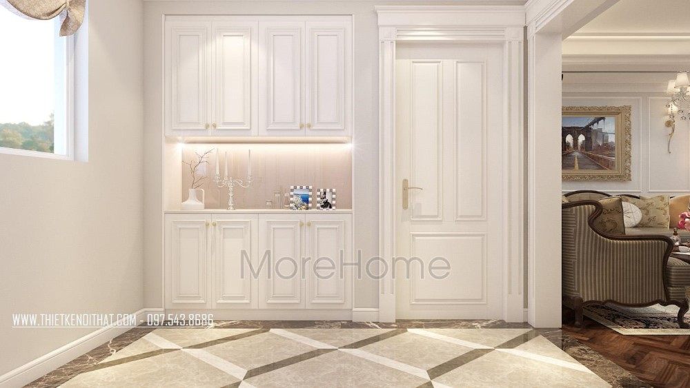 Mẫu tủ giày gỗ tự nhiên chung cư Hei Tower